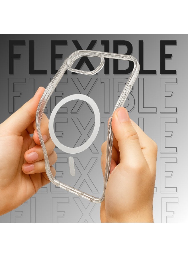 MMG iPhone 16e Clear Magnetic Cover | Mag Safe Compatible | Hybrid Protective Crystal Clear Hard Back Case | Shockproof Silicone Frame | Anti Yellowing | Slim Transparent Case for Apple iPhone 16e  - Image 5