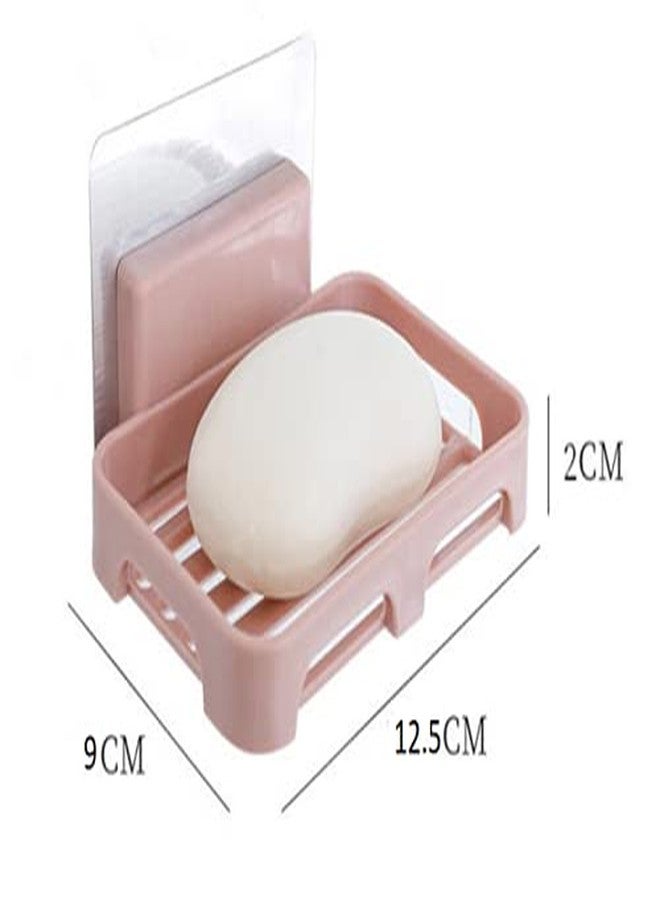 TINSICO Adhesive Soap Holder for Bathroom(Pack of 4 Random Color), Wall Mounted Soap Stand for Kitchen, Soap Holder for Wash Basin, Self Draining Soap Holder Rack with Magic Sticker, 12.5x9x2 cm, - (Plastic) - Image 5