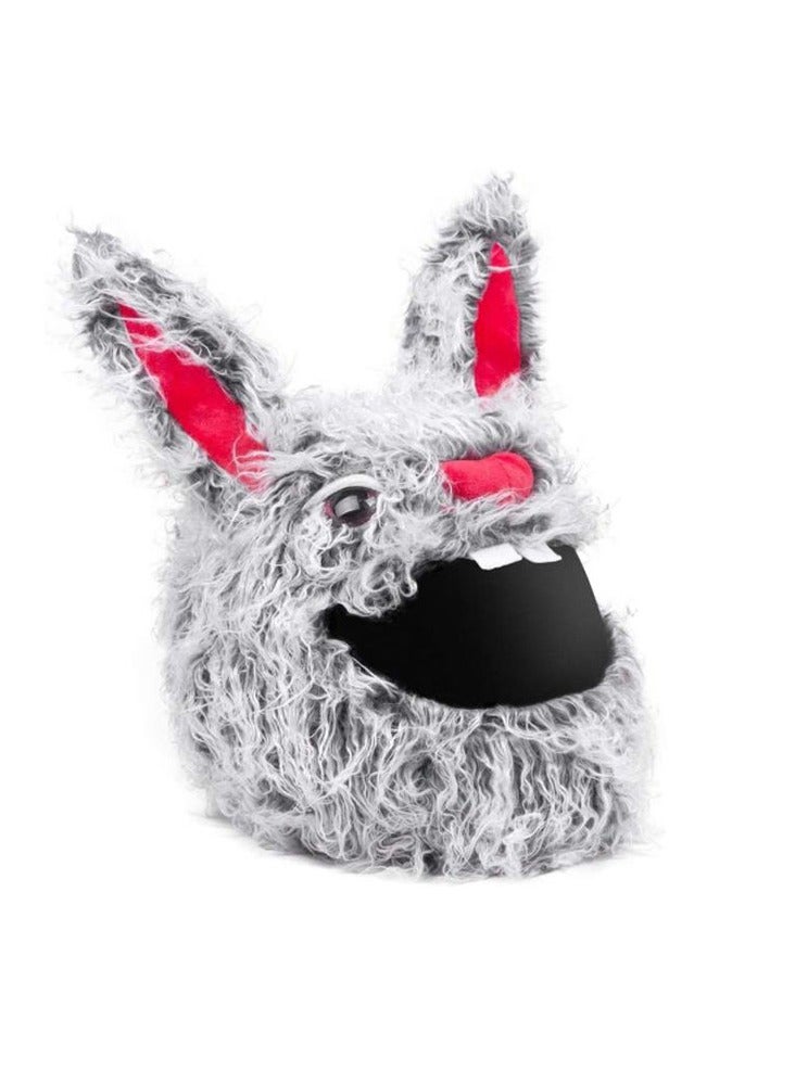 New rabbit long haired rabbit plush animal motorcycle helmet cover cartoon helmet cap protection - Image 1