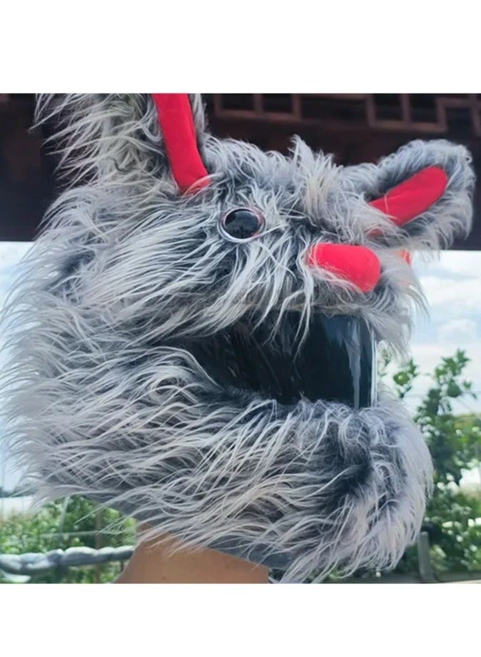 New rabbit long haired rabbit plush animal motorcycle helmet cover cartoon helmet cap protection - Image 3