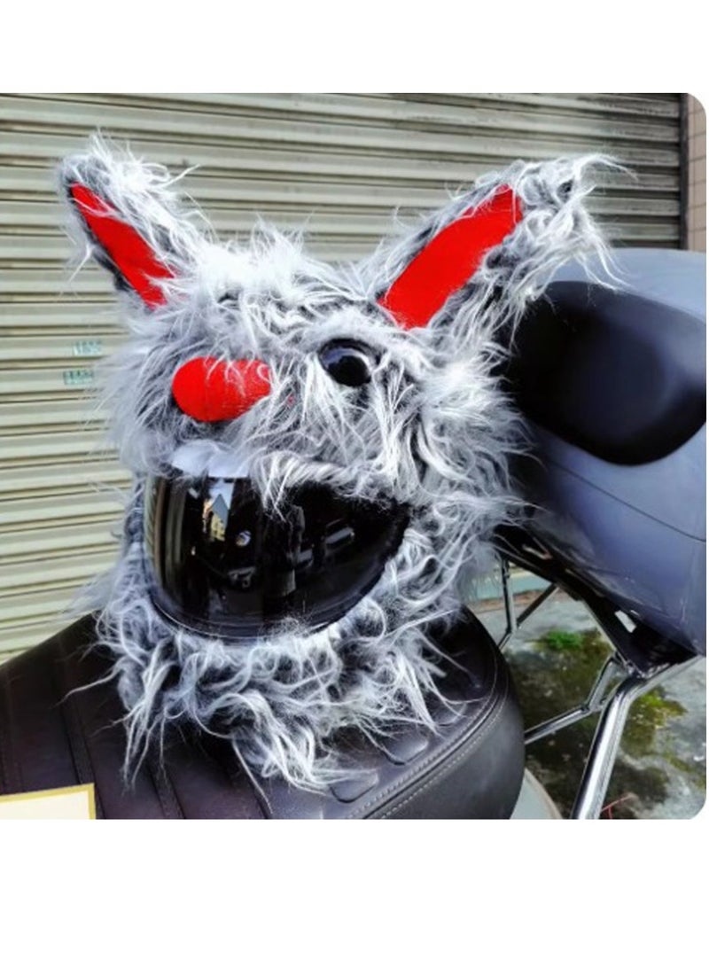 New rabbit long haired rabbit plush animal motorcycle helmet cover cartoon helmet cap protection - Image 2