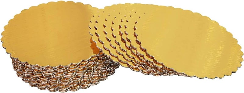 AUTOWRAP 5 Piece Gold Round Cake Board Sturdy Cake Boards Cake Circle Base, Disposable Pizza Cardboard Circle Tart Decorating Base Stand for Cake Decoration 10 inch - Image 3