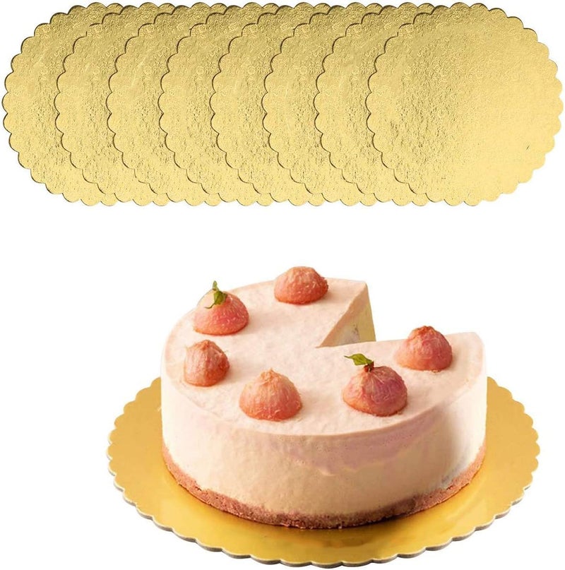 AUTOWRAP 5 Piece Gold Round Cake Board Sturdy Cake Boards Cake Circle Base, Disposable Pizza Cardboard Circle Tart Decorating Base Stand for Cake Decoration 10 inch - Image 4