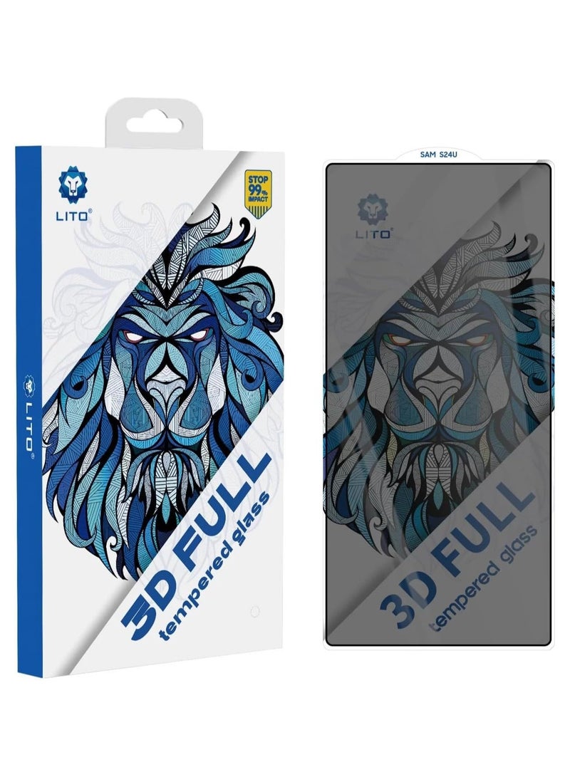 ليتو غطاء كامل ثلاثي الأبعاد من الزجاج المقسى خاصيه الخصوصيه لهاتف سامسونج جلاكسي اس 24 الترا  يعمل ببصمة الإصبع - اسود - Image 1