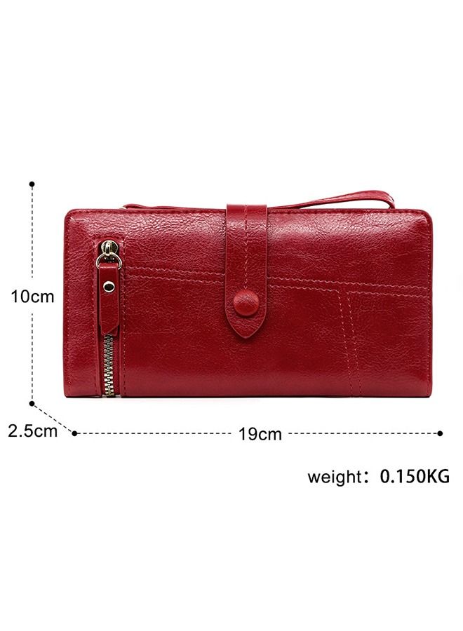 Fashion Hasp Ladies Soft PU Leather Clutch Stylish Long Wallet with Zipper Bag for Women  - Image 2