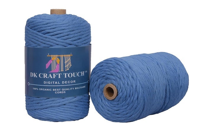 3MM 100 METRE SINGLE STRAND MACRAME COTTON CORDTHREAD FOR CRAFT WORKPLANT HANGER ROPES SINGLE PLY3MM 100M SKY BLUE COLOR