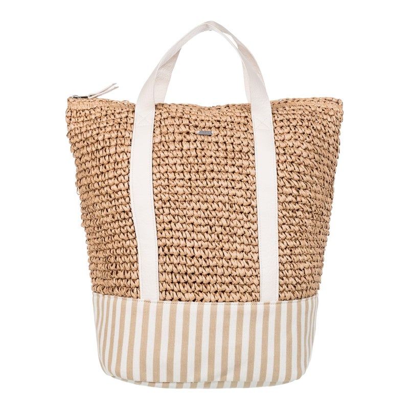 Roxy Women's Beach Tote Bag | Travel | Vacation | Straw | Lightweight | Breathable, Beach Lover - Natural/White - Image 1