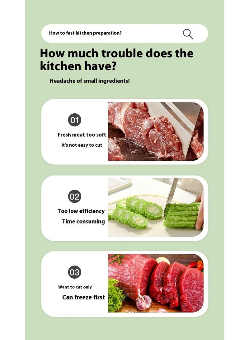 مقطعة اللحم الطازج - مجموعة مقطعة لحم يدوية بسُمك قابل للتعديل 2 أو 4 مم لمقطعة اللحم الطازج وتقطيع الطعام إلى شرائط، مناسبة للحم البقر والضأن والطبخ المنزلي والشواء والحساء الساخن. - Image 3