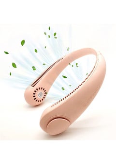 PADOM Padom Neck Fan, Hands Free 360° Cooling Personal Fan, USB Rechargeable Portable Neck Fan with 3 Wind Speed for Traveling Office Sports Pink  - Image 1