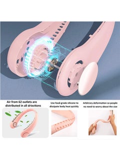 PADOM Padom Neck Fan, Hands Free 360° Cooling Personal Fan, USB Rechargeable Portable Neck Fan with 3 Wind Speed for Traveling Office Sports Pink  - Image 4