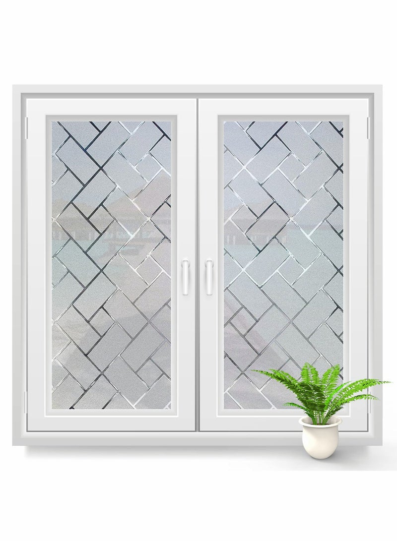 KASTWAVE Privacy Window Films, Window Stickers, Self Adhesive Decorative Frosted Glass Window Stickers, Anti UV Opaque Removable Static Cling Glass Coverings for Home Kitchen Bathroom Office 11.8 x 78.7 - Image 1