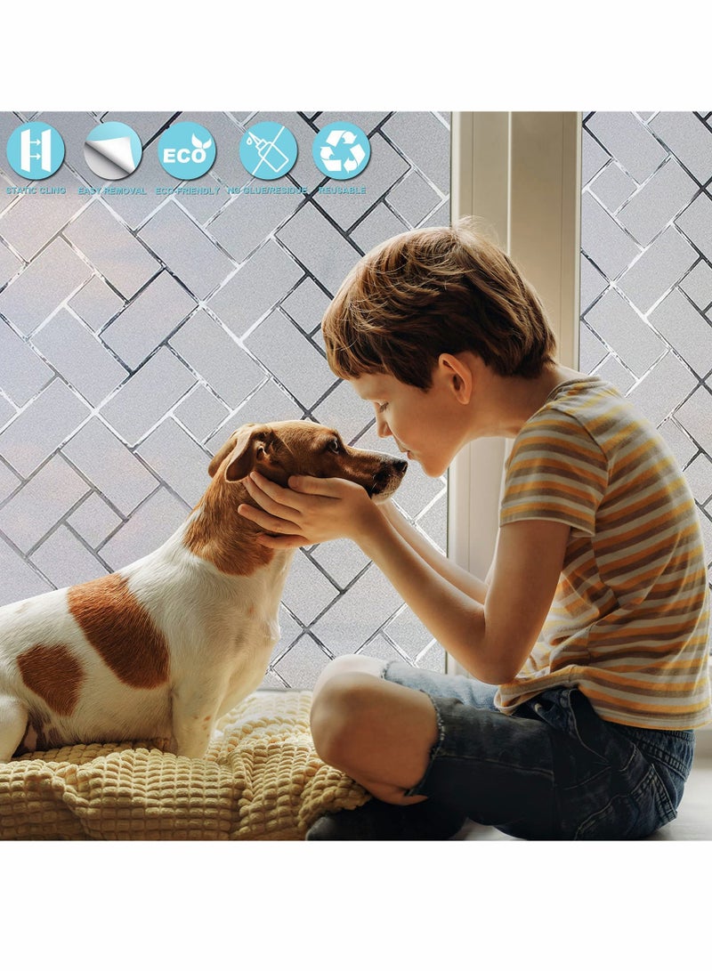 KASTWAVE Privacy Window Films, Window Stickers, Self Adhesive Decorative Frosted Glass Window Stickers, Anti UV Opaque Removable Static Cling Glass Coverings for Home Kitchen Bathroom Office 11.8 x 78.7 - Image 4