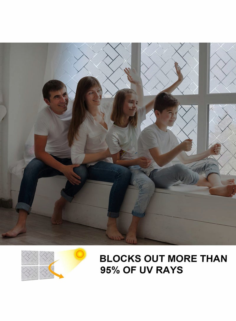 KASTWAVE Privacy Window Films, Window Stickers, Self Adhesive Decorative Frosted Glass Window Stickers, Anti UV Opaque Removable Static Cling Glass Coverings for Home Kitchen Bathroom Office 11.8 x 78.7 - Image 2