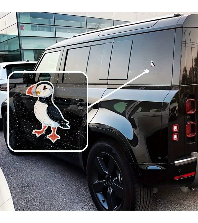 مجموعة ملصقات فن طائر البفن الأطلسي، مكونة من 4 قطع، مصنوعة من الفينيل المتين للصدّامات الخلفية للسيارات والنوافذ وأجهزة اللابتوب - Image 3