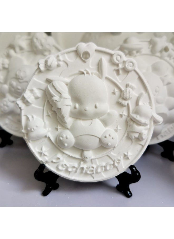 xozgdovg Liou Kulomi Gypsum Relief Painting Pendant Children's Handmade DIY Graffiti Doll Cinnamon Dog Aromatherapy Listing-Color:Pacha Dog Tag-1 White Embryo  - Image 1