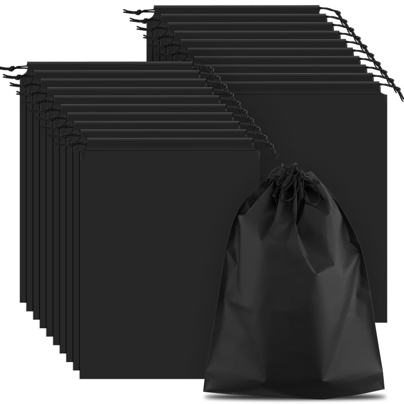 COIDEA 20 Pack Black Shoe Bags for Travel, 15.7" x 11.8", Waterproof Portable Drawstring Travel Shoe Storage Bags - Image 1