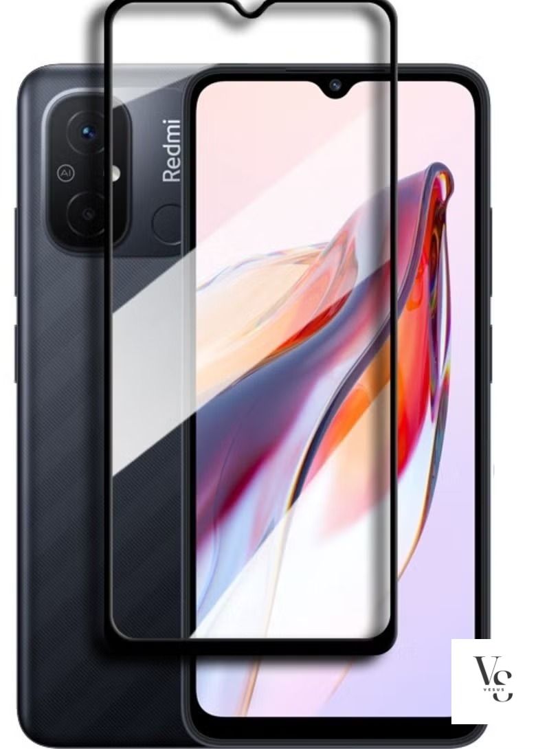 vesus Screen Protector Full Glue Coverage Edge to Edge Tempered Glass for xiaomi Redmi 12C 2023 Black