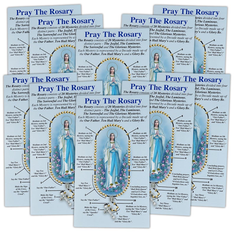 Needzo Pray The Rosary Pamphlets, Instructional Booklet for Beginners, Catholic Church Handouts, 6 ¼ x 14 Inches (Pack of 10) - Image 1