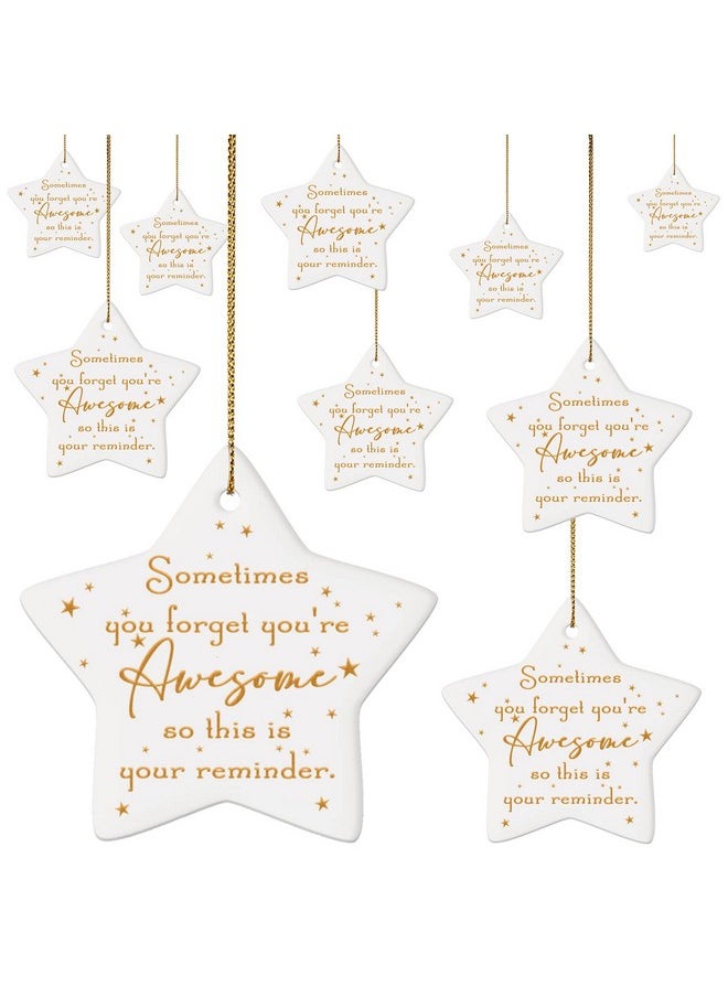 Sieral Sieral 30 Pcs Christmas Thank You Ornaments for Coworkers Employee Appreciation Gift Ceramic Star Hanging Ornament Gifts Sometimes You Forget You are Awesome (Awesome)  - Image 1