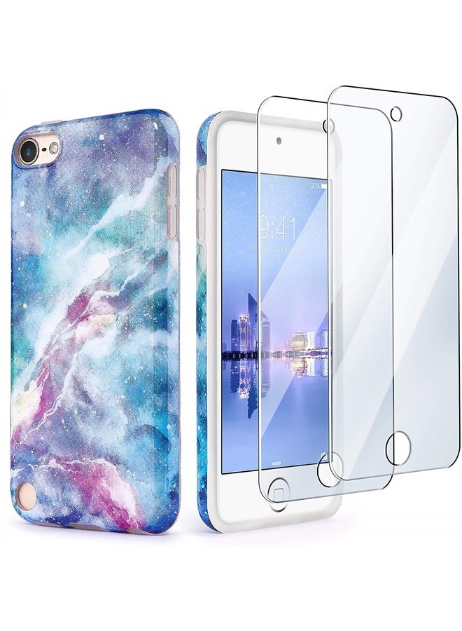 IDWELL iPod Touch 7th Generation Case with 2 Screen Protectors, IDWELL iPod Touch 6 iPod 5 Case, Slim FIT Anti-Scratch Flexible Soft TPU Bumper Protective Case(Latest Model,2019 Release), Blue Fantasy Sky - Image 1