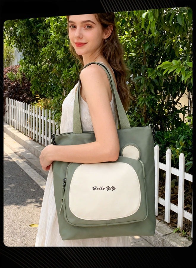 Joychic حقيبة كتف مقاومة للماء زipper أمامية كرتونية من النايلون مضادة للسرقة لحقيبة مدرسية لطلاب المرحلة الابتدائية والمتوسطة والثانوية خضراء - Image 1