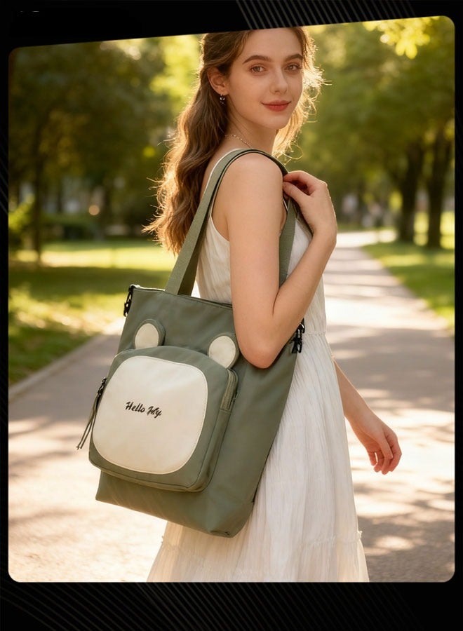 Joychic حقيبة كتف مقاومة للماء زipper أمامية كرتونية من النايلون مضادة للسرقة لحقيبة مدرسية لطلاب المرحلة الابتدائية والمتوسطة والثانوية خضراء - Image 2