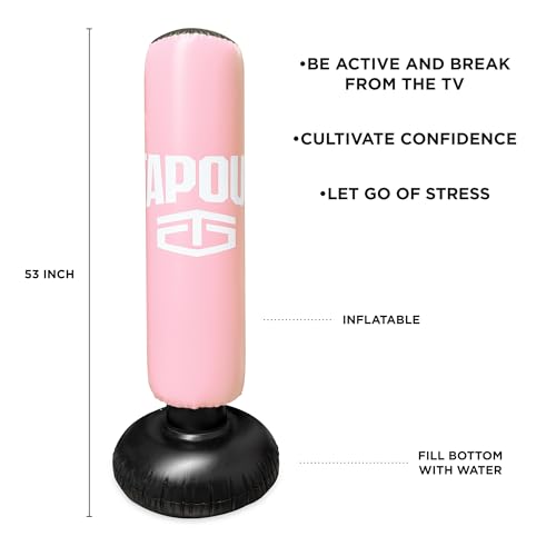 TAPOUT Kids Pink Boxing Kit: 8 oz Gloves, Inflatable Punching Bag with Pump, Mesh Carrying Bag Included (Pink) - Image 3