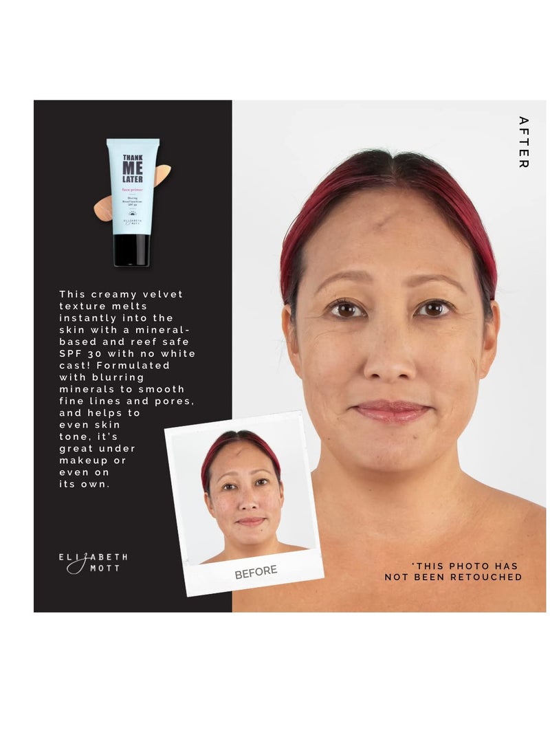 Elizabeth Mott برايمر الوجه إليزابيث موت ثانك مي ليتر - خفيف الوزن، مرطب - ينعّم الخطوط الدقيقة والتجاعيد لإنهاء ناعم - تركيبة قائمة على المعادن، خالية من القسوة - 30 جرام