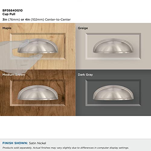 Amerock | Cabinet Cup Pull | Satin Nickel | 3 inch. (76 mm) & 4 inch. (102 mm) Center to Center | Ashby | 1 Pack | Drawer Pull | Drawer Handle | Cabinet Hardware - Image 3