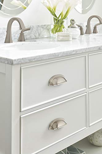 Amerock | Cabinet Cup Pull | Satin Nickel | 3 inch. (76 mm) & 4 inch. (102 mm) Center to Center | Ashby | 1 Pack | Drawer Pull | Drawer Handle | Cabinet Hardware - Image 2