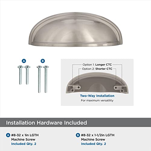 Amerock | Cabinet Cup Pull | Satin Nickel | 3 inch. (76 mm) & 4 inch. (102 mm) Center to Center | Ashby | 1 Pack | Drawer Pull | Drawer Handle | Cabinet Hardware - Image 5