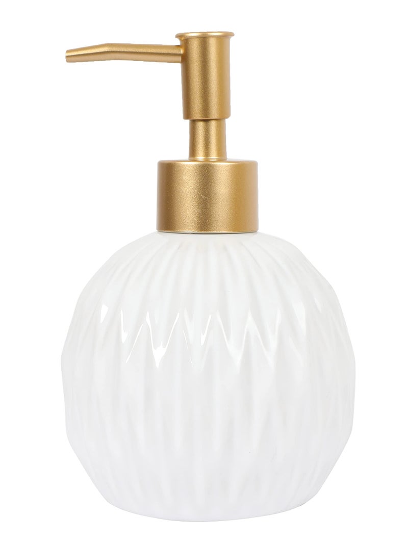 FabSeasons Spherical Soap Dispenser with Pump, Golden symmteric Pattern Bottle for Liquid soap, Homemade Lotions and Essential Oil, 400ML - Image 1