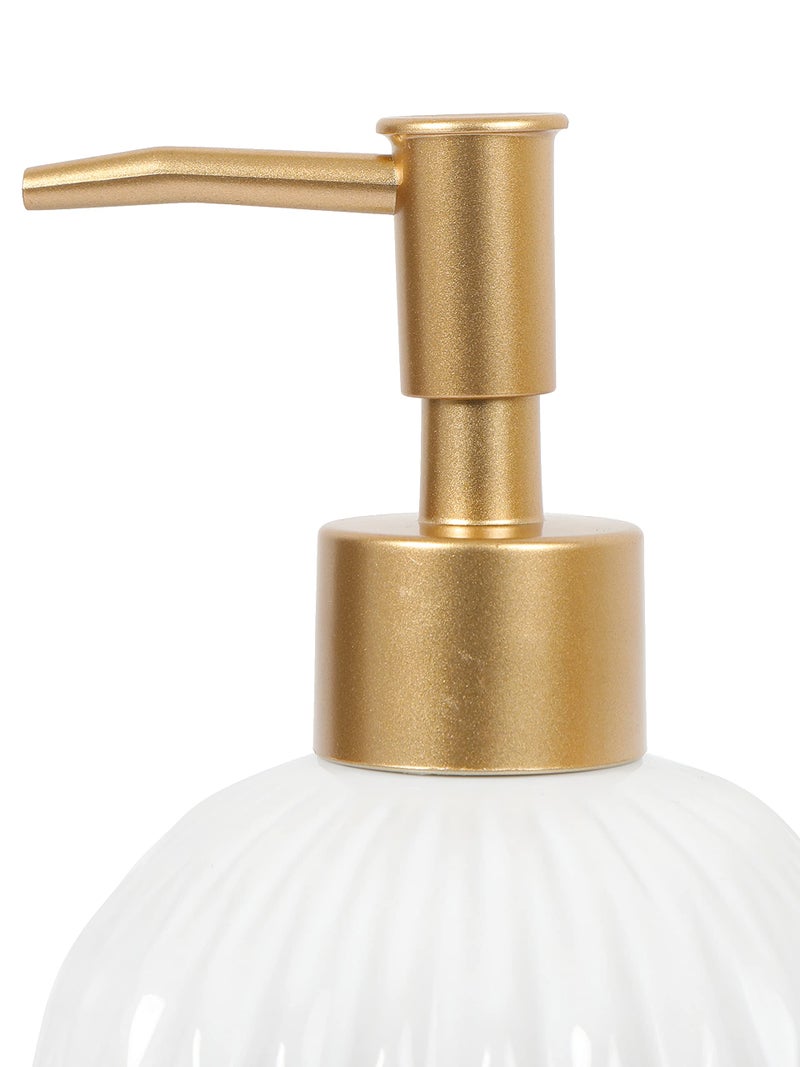 FabSeasons Spherical Soap Dispenser with Pump, Golden symmteric Pattern Bottle for Liquid soap, Homemade Lotions and Essential Oil, 400ML - Image 2