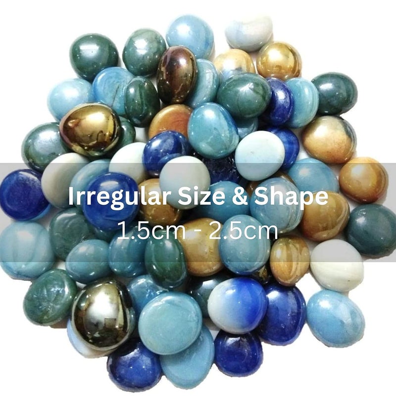 SEKSARIA SONS Flat Round Marbles Mix Milky Decorative Stone for Decorative Stone Fountain Vase Fillers Party Table Scatter Wedding Decoration Beads for Aquarium Multicolour 20 kg - Image 3