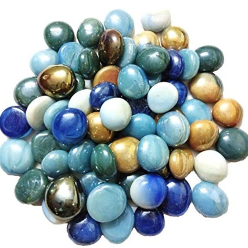 SEKSARIA SONS Flat Round Marbles Mix Milky Decorative Stone for Decorative Stone Fountain Vase Fillers Party Table Scatter Wedding Decoration Beads for Aquarium Multicolour 20 kg - Image 1