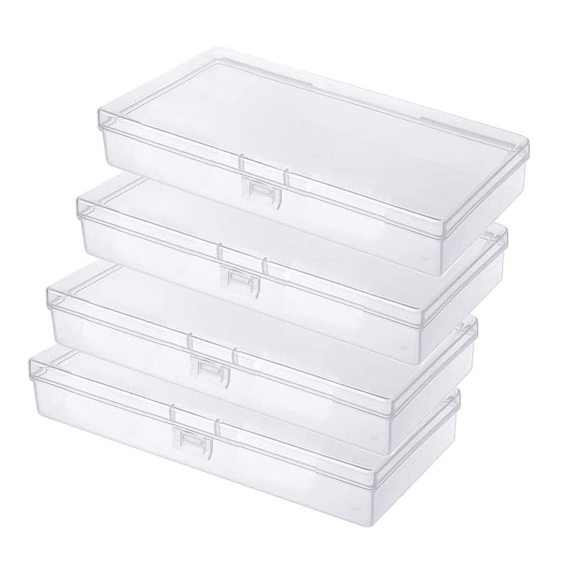Gebildet 4 Pcs Clear Plastic Storage Box, Rectangular Containers Case with Lid, for Pills, Jewellery, Herbs, Tiny Bead, Craft Items - Image 1