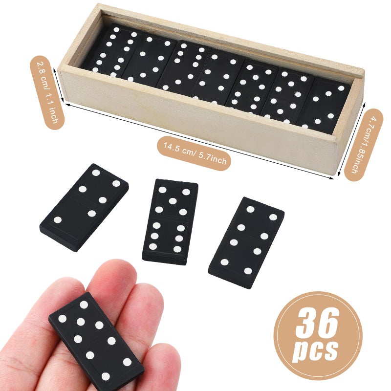 Hungdao 24 Pack Mini Dominos Set for Kids Adults Bulk Double 6 Dominoes 28 Tiles Wooden Traditional Board Games Double Six Standard Dominoes Party Favors Gifts Travel Family Games Toys with Wood Case - Image 3