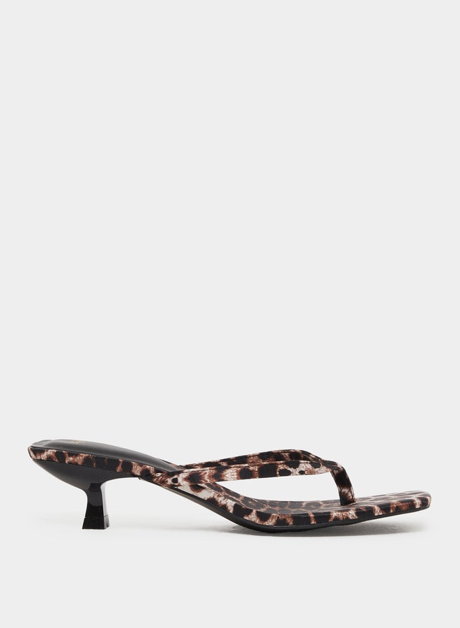 Styli Animal Print Thong Toe Kitten Heel Sandals  - Image 1