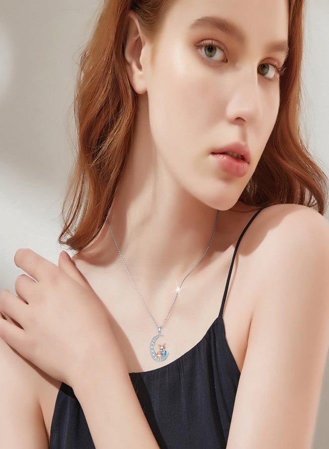 LONAGO Fox Moon Pendant Necklace Birthstone Fox Necklace Jewelry Gift for Women (December) - Image 4