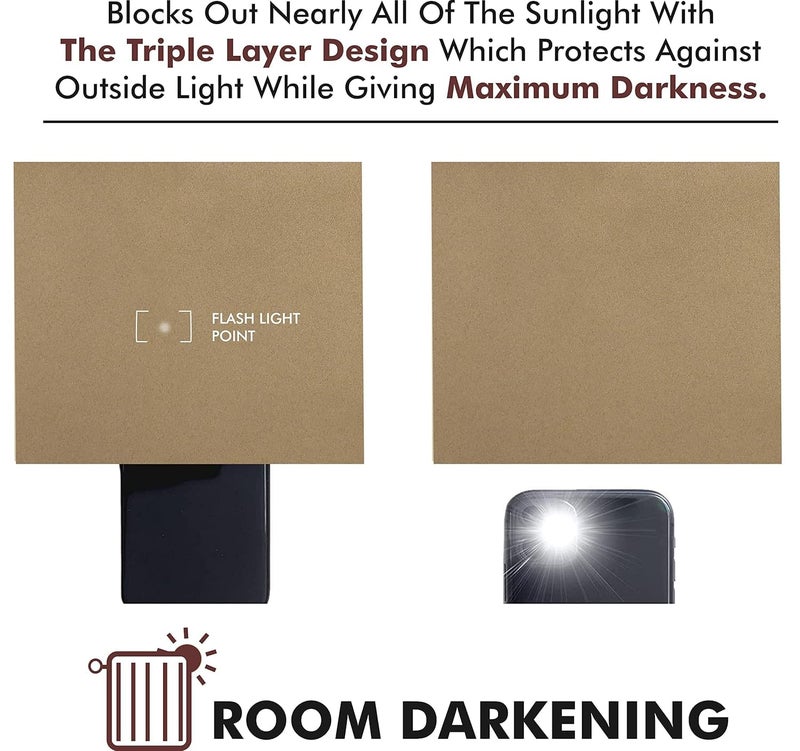 Yarnis Yarnis Thermal Insulated Room Darkening Blackout Curtain Panel for Bedroom Living Room Door and Windows Parda Beige 4 x 8 feet 1 Piece - Image 3