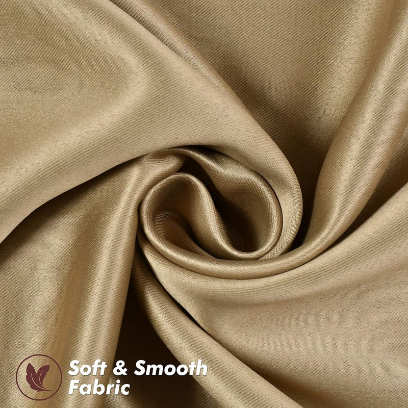 Yarnis Yarnis Thermal Insulated Room Darkening Blackout Curtain Panel for Bedroom Living Room Door and Windows Parda Beige 4 x 8 feet 1 Piece - Image 4