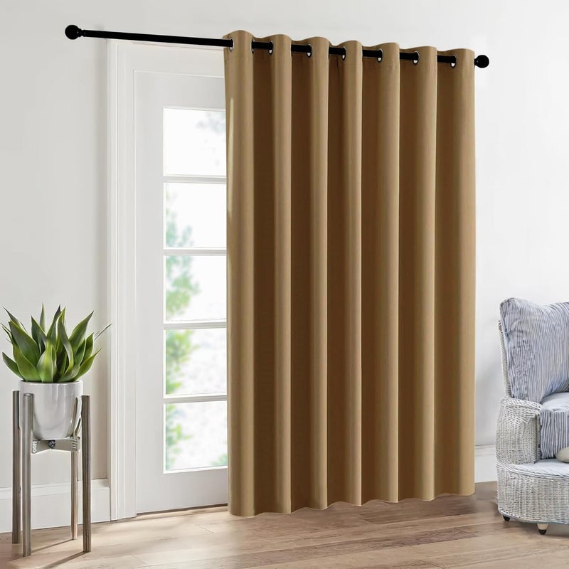 Yarnis Yarnis Thermal Insulated Room Darkening Blackout Curtain Panel for Bedroom Living Room Door and Windows Parda Beige 4 x 8 feet 1 Piece - Image 1
