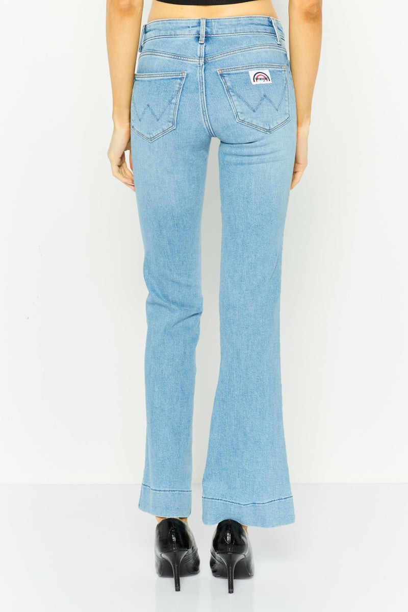 Wrangler Women Slim Fit Washed Wide Leg Jeans, Blue - Image 3