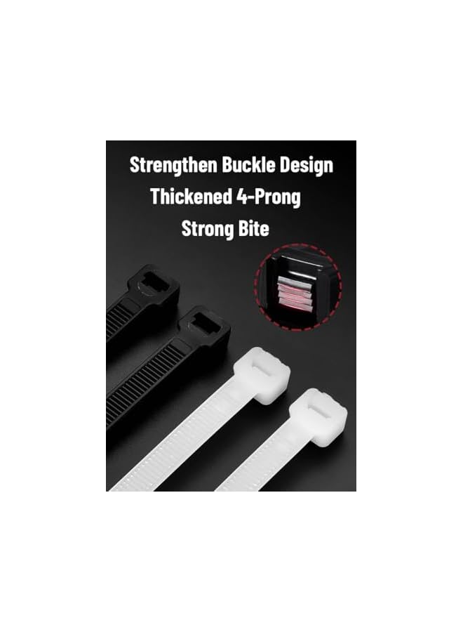 S-TOP Black Cable Ties 400-Pack – Assorted 4", 6", 8", 12" Self-Locking Nylon Zip Ties for Wire, Cord & Cable Management – Durable, UV-Resistant for Home, Office, Garden & Workshop - Image 2