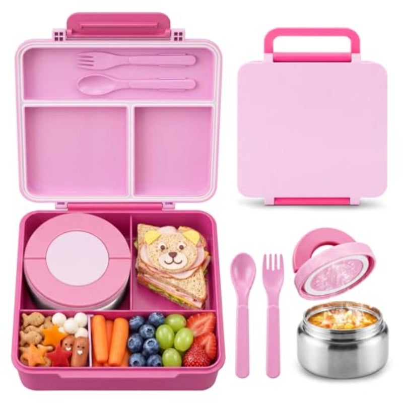 Lunch Box for:1700ML Leak Proof Lunch Box with 300ml Insulated Stainless Steel Thermos Food Jar - 4-Compartments Bento Lunch Box for School, Boys and Girls - Image 1