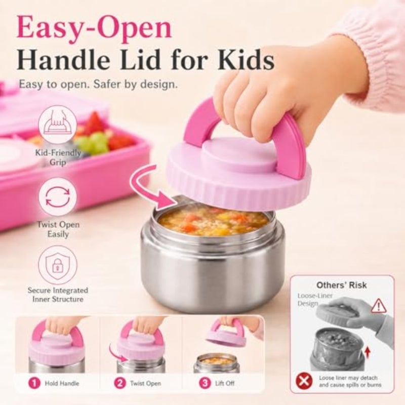 Lunch Box for:1700ML Leak Proof Lunch Box with 300ml Insulated Stainless Steel Thermos Food Jar - 4-Compartments Bento Lunch Box for School, Boys and Girls - Image 4