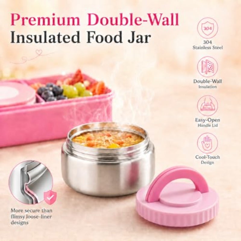 Lunch Box for:1700ML Leak Proof Lunch Box with 300ml Insulated Stainless Steel Thermos Food Jar - 4-Compartments Bento Lunch Box for School, Boys and Girls - Image 3