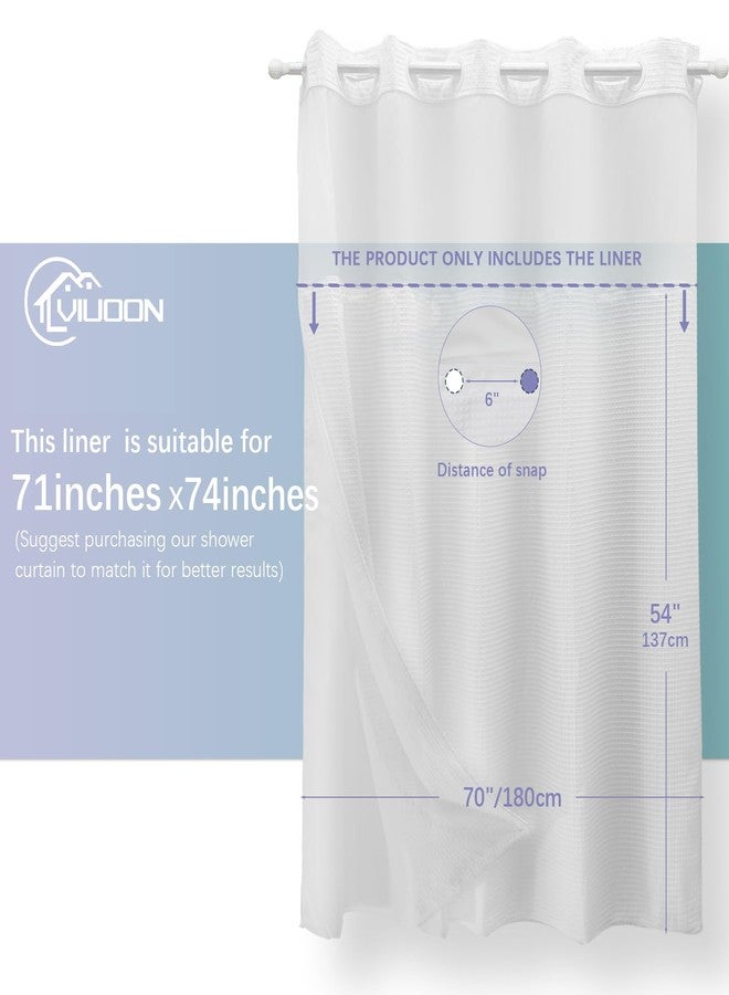 VIUOON 1 Pack Fabric Snap-in Shower Curtain Liner Replacement, Compatible with No Hook Shower Curtain with Snap in Liner, Water-Repellent, Removable & Washable, 70" x 54", White - Image 2