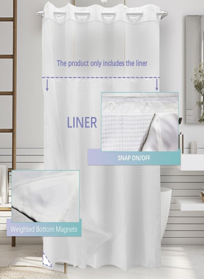 VIUOON 1 Pack Fabric Snap-in Shower Curtain Liner Replacement, Compatible with No Hook Shower Curtain with Snap in Liner, Water-Repellent, Removable & Washable, 70" x 54", White - Image 3
