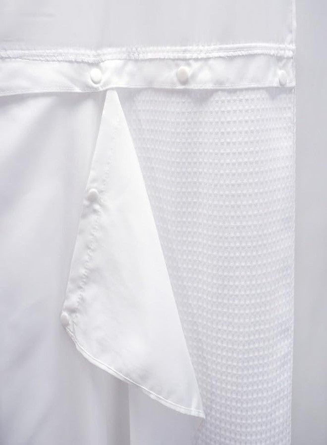 VIUOON 1 Pack Fabric Snap-in Shower Curtain Liner Replacement, Compatible with No Hook Shower Curtain with Snap in Liner, Water-Repellent, Removable & Washable, 70" x 54", White - Image 1